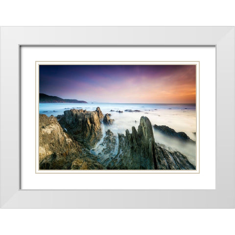 Sunset White Modern Wood Framed Art Print with Double Matting by Atzori, Daniele