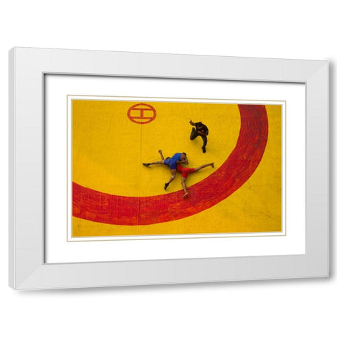 Dangal White Modern Wood Framed Art Print with Double Matting by Mukherjee, Suvajit