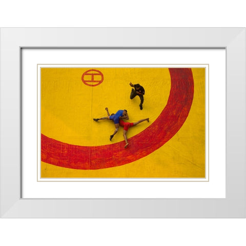Dangal White Modern Wood Framed Art Print with Double Matting by Mukherjee, Suvajit