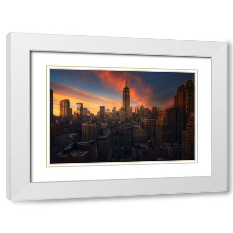 Rooftop, New York White Modern Wood Framed Art Print with Double Matting by Martin Castan, David