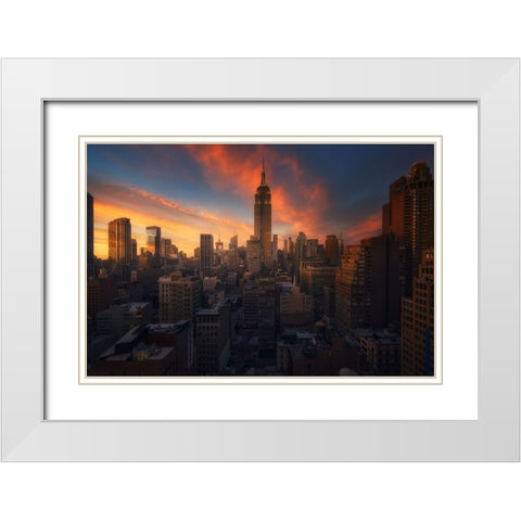 Rooftop, New York White Modern Wood Framed Art Print with Double Matting by Martin Castan, David