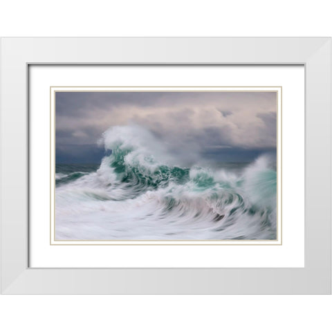 Wave White Modern Wood Framed Art Print with Double Matting by Bolla, Paolo