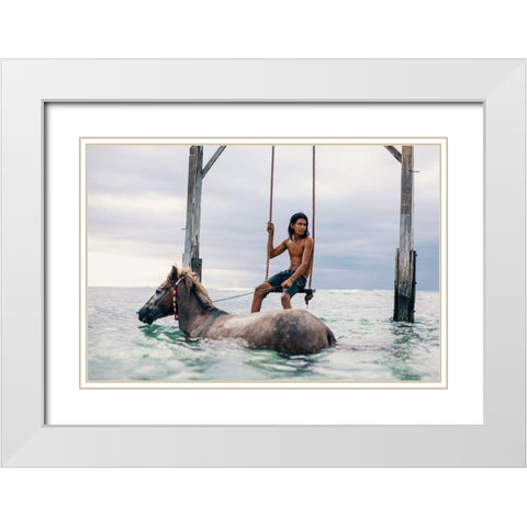 Sea Horses White Modern Wood Framed Art Print with Double Matting by Ashley, Ben