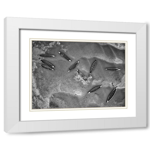 Boats And Life White Modern Wood Framed Art Print with Double Matting by Khan Ronnie, Azim