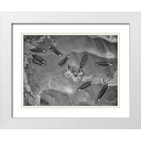 Boats And Life White Modern Wood Framed Art Print with Double Matting by Khan Ronnie, Azim