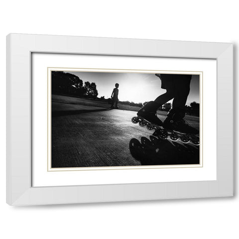 Wheels Up White Modern Wood Framed Art Print with Double Matting by Zhang, Despird