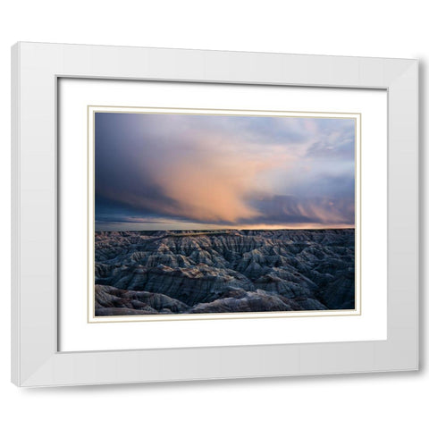 Twilight Over Badlands White Modern Wood Framed Art Print with Double Matting by Fan, John