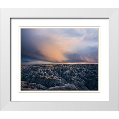 Twilight Over Badlands White Modern Wood Framed Art Print with Double Matting by Fan, John