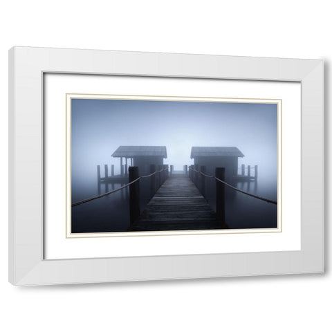 Alone In The Fog White Modern Wood Framed Art Print with Double Matting by Zappia, Andrea