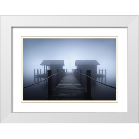 Alone In The Fog White Modern Wood Framed Art Print with Double Matting by Zappia, Andrea