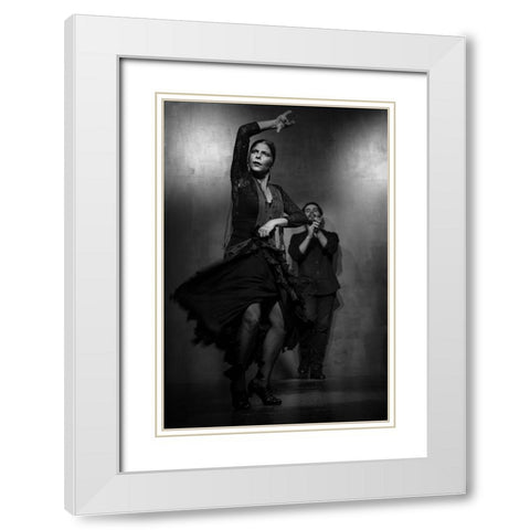 Flamenco Dancer White Modern Wood Framed Art Print with Double Matting by Deakin, Karen