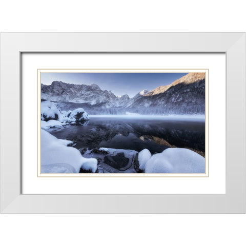Winter Morning White Modern Wood Framed Art Print with Double Matting by Krivec, Ales