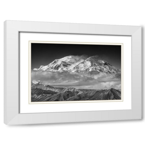 Denali From The Opposing Ridge Line White Modern Wood Framed Art Print with Double Matting by C. Sink, Jeffrey