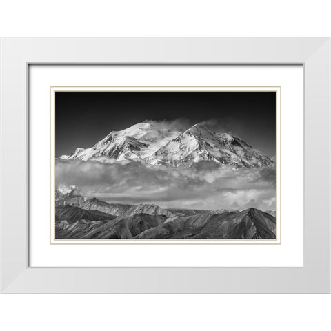 Denali From The Opposing Ridge Line White Modern Wood Framed Art Print with Double Matting by C. Sink, Jeffrey