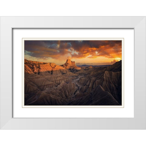 Badlands-Bardenas Reales White Modern Wood Framed Art Print with Double Matting by Martin Castan, David