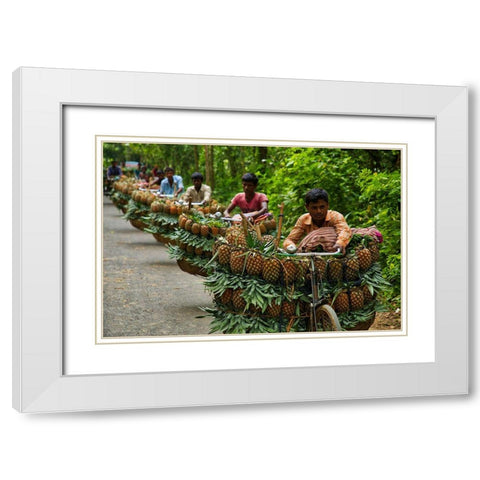 Transporting Pineapples White Modern Wood Framed Art Print with Double Matting by Khan Ronnie, Azim
