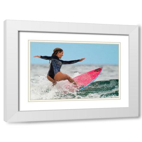Happy Surfing 2 White Modern Wood Framed Art Print with Double Matting by Ranfuchs