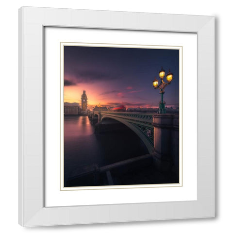 Mystical London White Modern Wood Framed Art Print with Double Matting by George, David