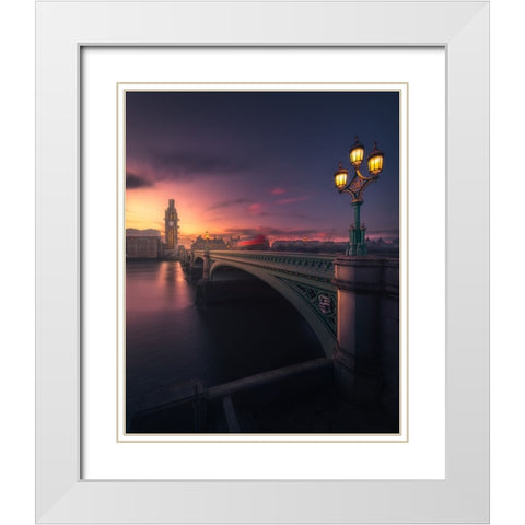 Mystical London White Modern Wood Framed Art Print with Double Matting by George, David