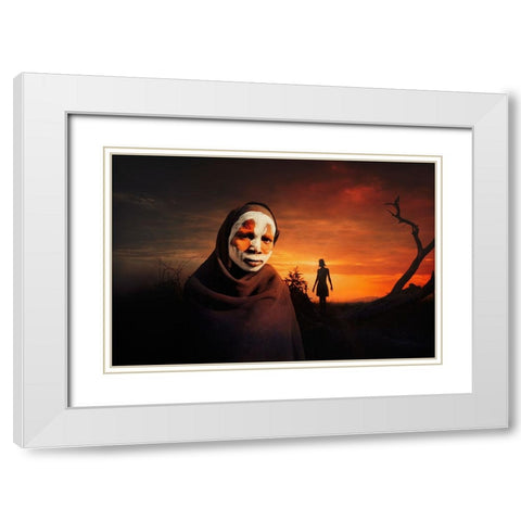 Orange Suri Composition White Modern Wood Framed Art Print with Double Matting by Yosifov, Svetlin