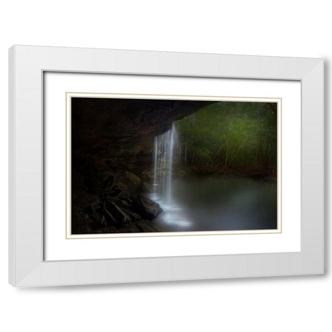 Hidden Waterfalls White Modern Wood Framed Art Print with Double Matting by Zhang, Yan