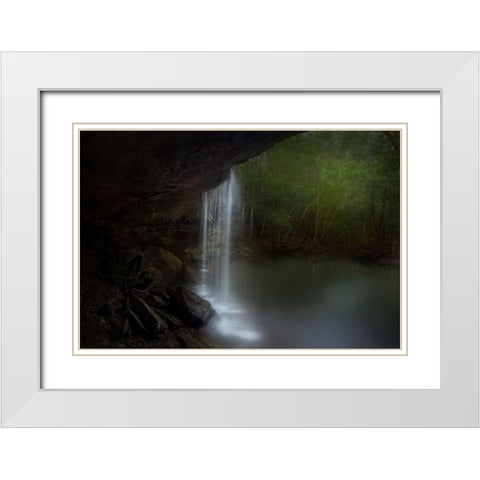 Hidden Waterfalls White Modern Wood Framed Art Print with Double Matting by Zhang, Yan