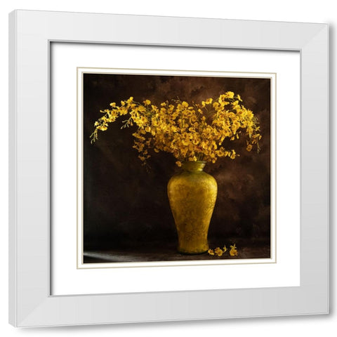 Yellow Vase White Modern Wood Framed Art Print with Double Matting by Meng, LM