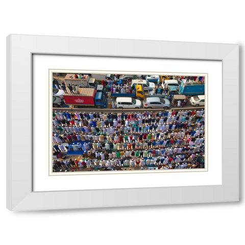 Traffic Standstill For Prayers White Modern Wood Framed Art Print with Double Matting by Khan Ronnie, Azim