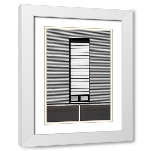 Horizontal Lines White Modern Wood Framed Art Print with Double Matting by Endermann, Rolf