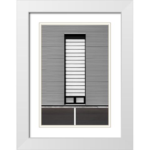Horizontal Lines White Modern Wood Framed Art Print with Double Matting by Endermann, Rolf