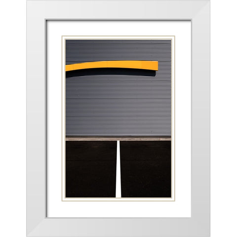 Yellow Line White Modern Wood Framed Art Print with Double Matting by Endermann, Rolf