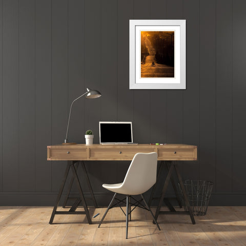 On The Way To Work White Modern Wood Framed Art Print with Double Matting by Bagci, Emir