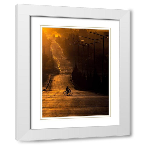 On The Way To Work White Modern Wood Framed Art Print with Double Matting by Bagci, Emir