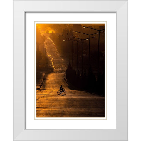 On The Way To Work White Modern Wood Framed Art Print with Double Matting by Bagci, Emir