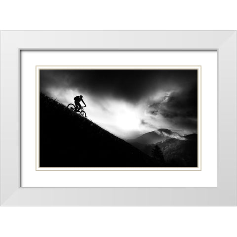 Sunrise Ride White Modern Wood Framed Art Print with Double Matting by Bertoncelj, Sandi