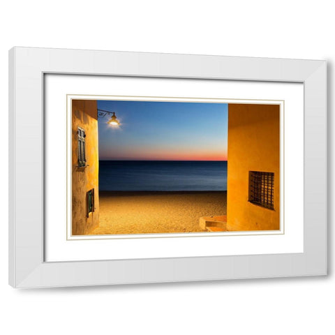 Varigotti White Modern Wood Framed Art Print with Double Matting by Bolla, Paolo