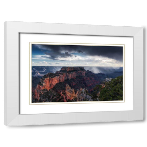 Scattered Showers At Grand Canyon White Modern Wood Framed Art Print with Double Matting by Ning, Aidong
