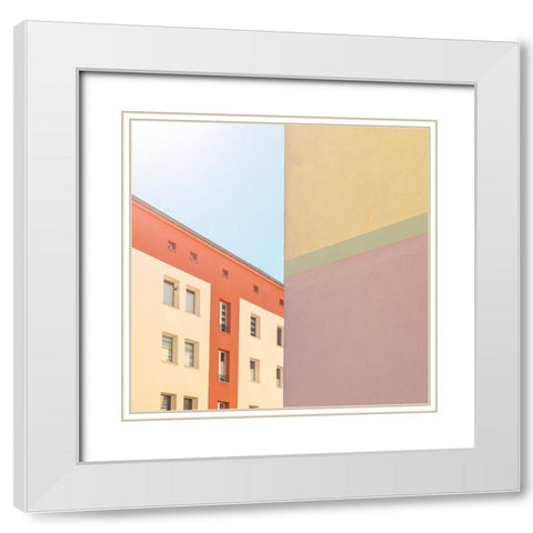 Houses White Modern Wood Framed Art Print with Double Matting by Schulz-Dostal, Michael