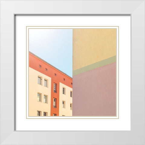 Houses White Modern Wood Framed Art Print with Double Matting by Schulz-Dostal, Michael