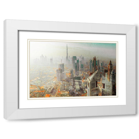 Twin Tower - Dubai White Modern Wood Framed Art Print with Double Matting by Chiriaco, Carmine