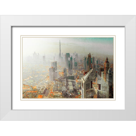 Twin Tower - Dubai White Modern Wood Framed Art Print with Double Matting by Chiriaco, Carmine