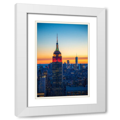 Blue Manhattan White Modern Wood Framed Art Print with Double Matting by Gao, Danny