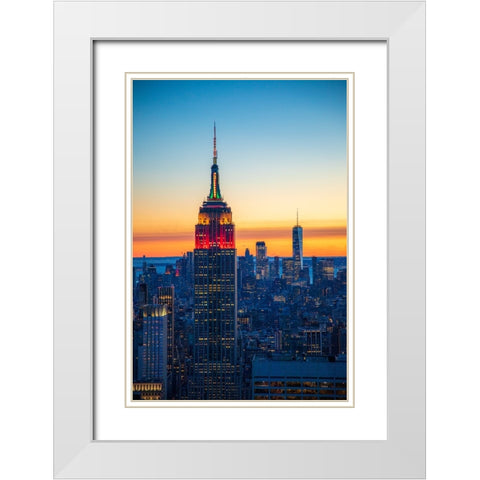 Blue Manhattan White Modern Wood Framed Art Print with Double Matting by Gao, Danny