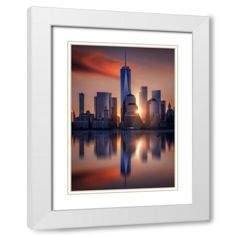 Manhattanhenge White Modern Wood Framed Art Print with Double Matting by Ruiz Dueso, Jorge