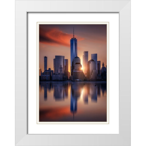 Manhattanhenge White Modern Wood Framed Art Print with Double Matting by Ruiz Dueso, Jorge