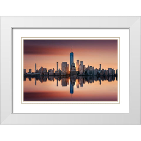 Unforgettable Sunrise White Modern Wood Framed Art Print with Double Matting by Ruiz Dueso, Jorge
