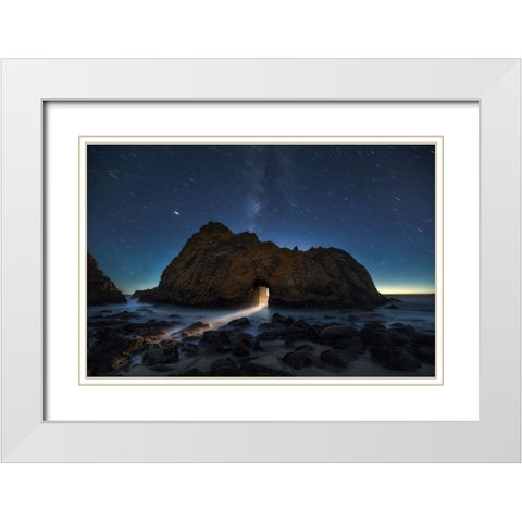 Light Splash White Modern Wood Framed Art Print with Double Matting by Ning, Aidong