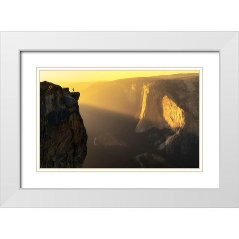 Smoky Valley White Modern Wood Framed Art Print with Double Matting by Ning, Aidong