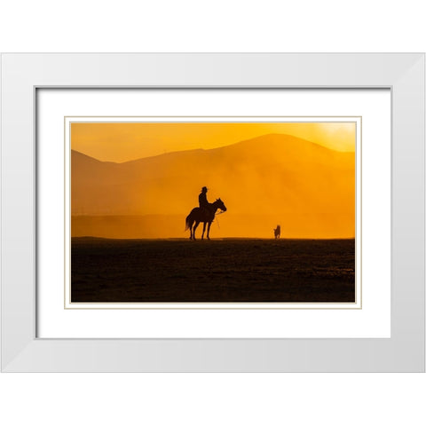 ManS Best Friends White Modern Wood Framed Art Print with Double Matting by TEKDOGAN, BARKAN