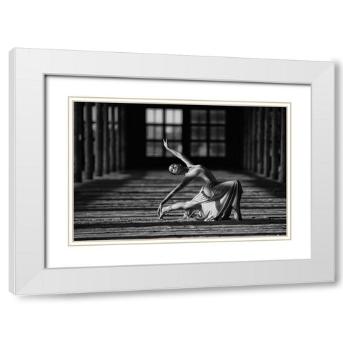 Evelina White Modern Wood Framed Art Print with Double Matting by Kapsha, Eduards